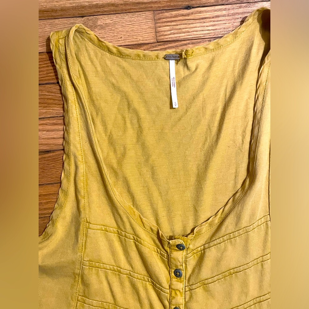 Free People Olive Green Button-Front Swing Tank Dress - Picture 6 of 7
